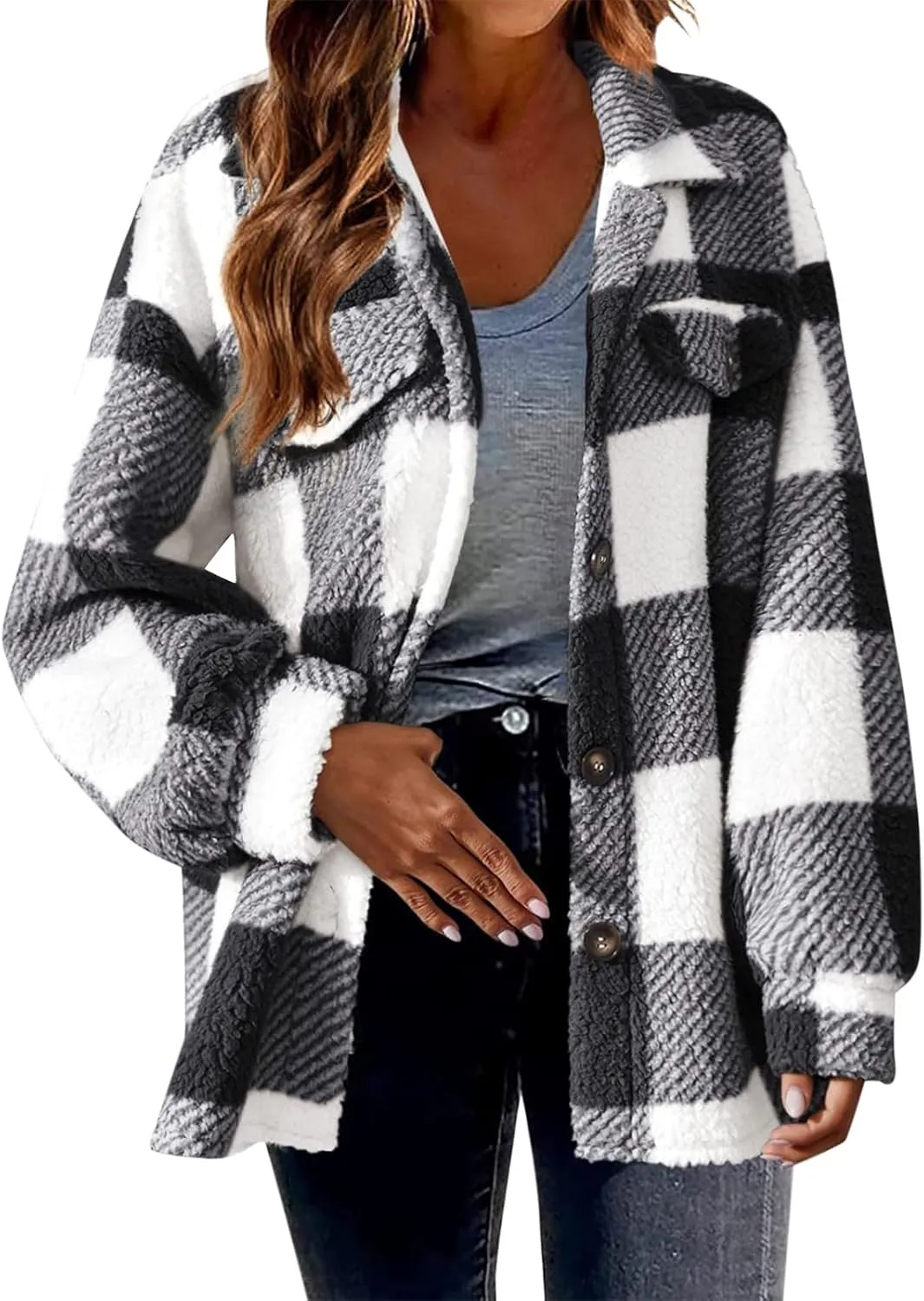 2023 Women Fleece Coats Trendy Winter Warm Jackets Comfort Soft Lightweight Fashion Fuzzy Outerwear Plus Size Zipper Hoodies