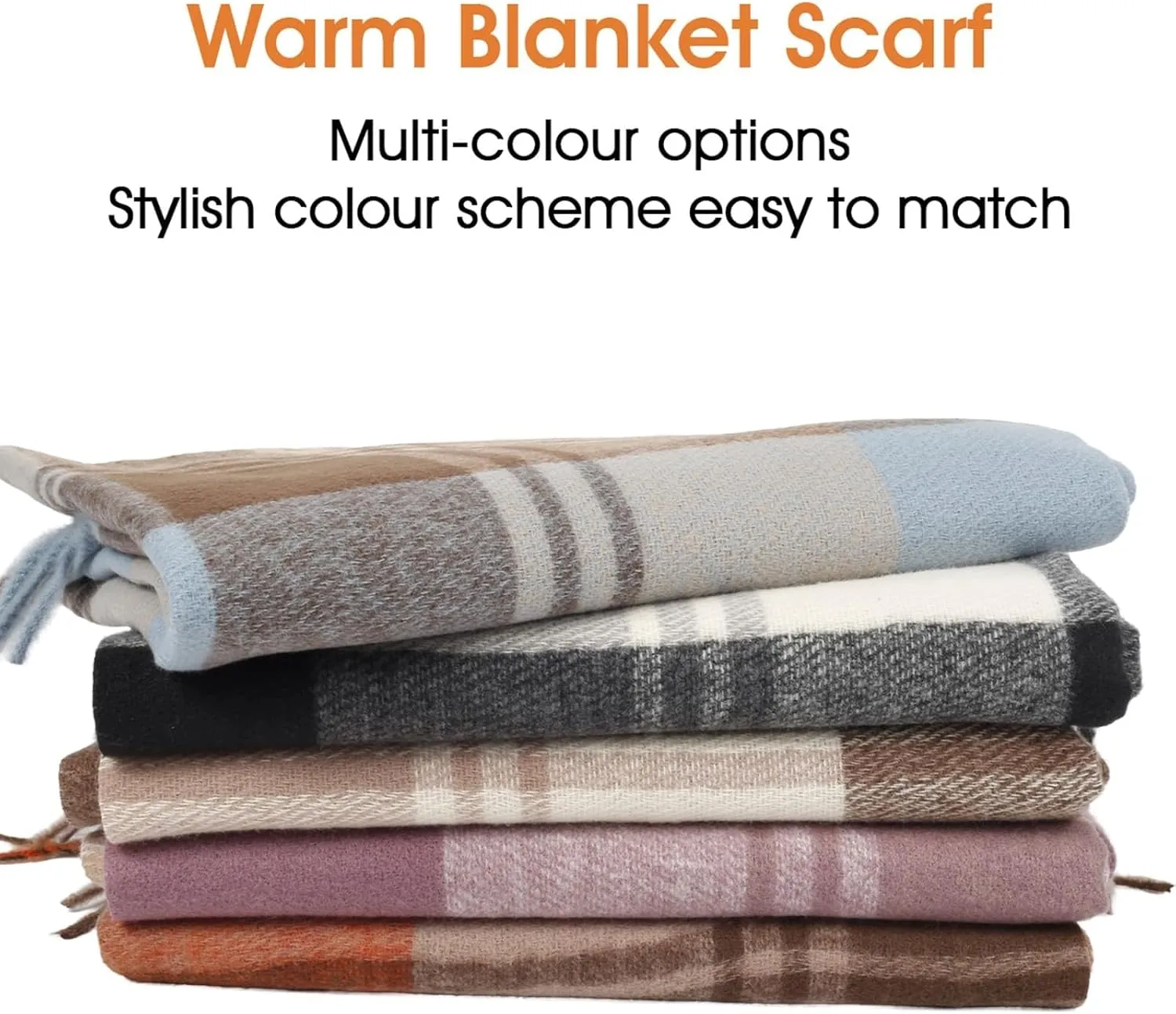 2024 Women's Winter Large Warm Shawl Classic Tassel Plaid Oversized Scarf Scarf Thick Scarf