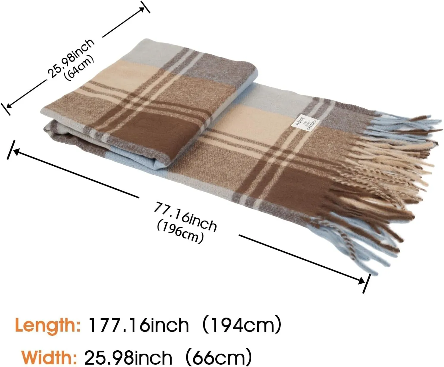 2024 Women's Winter Large Warm Shawl Classic Tassel Plaid Oversized Scarf Scarf Thick Scarf