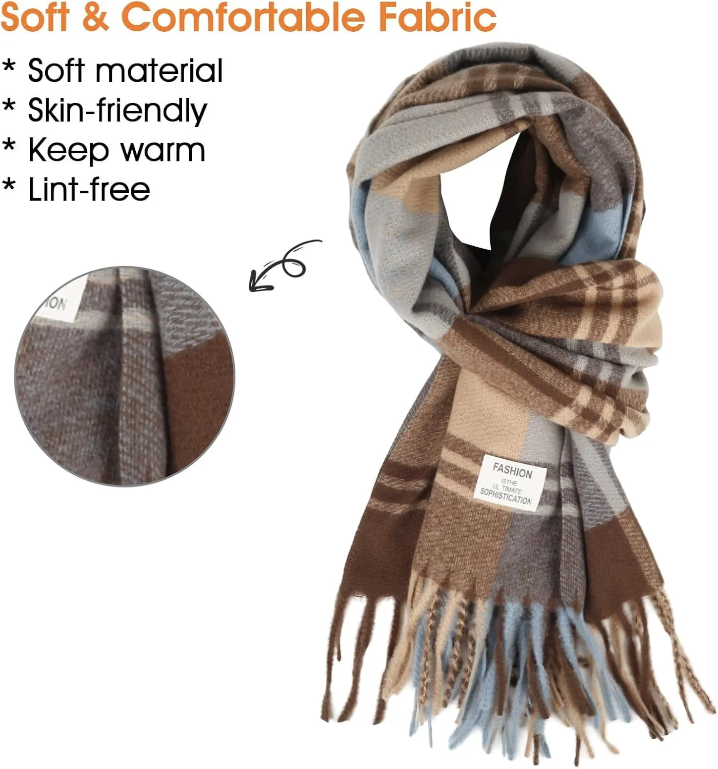 2024 Women's Winter Large Warm Shawl Classic Tassel Plaid Oversized Scarf Scarf Thick Scarf