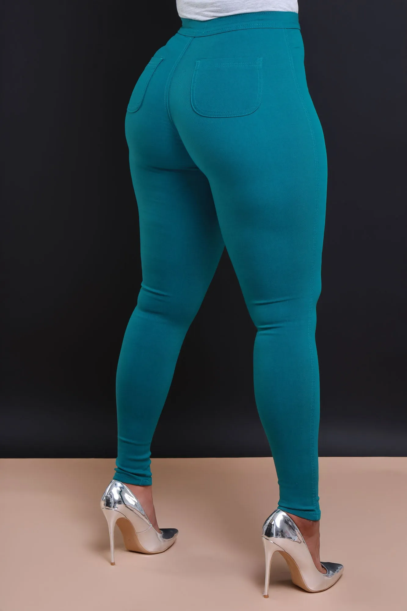 $5 Super Swank High Waist Stretchy Jeans - Dark Teal