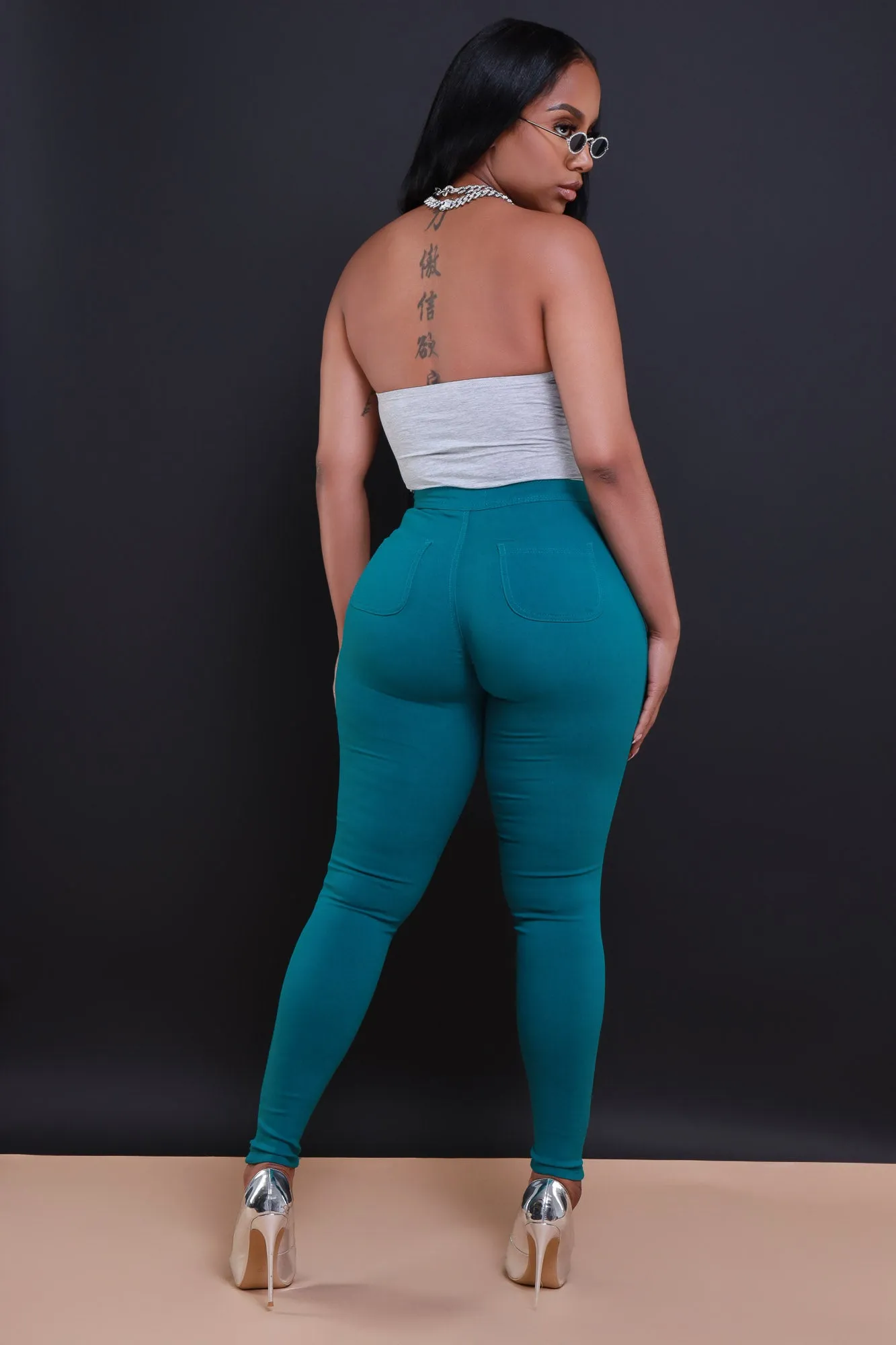 $5 Super Swank High Waist Stretchy Jeans - Dark Teal