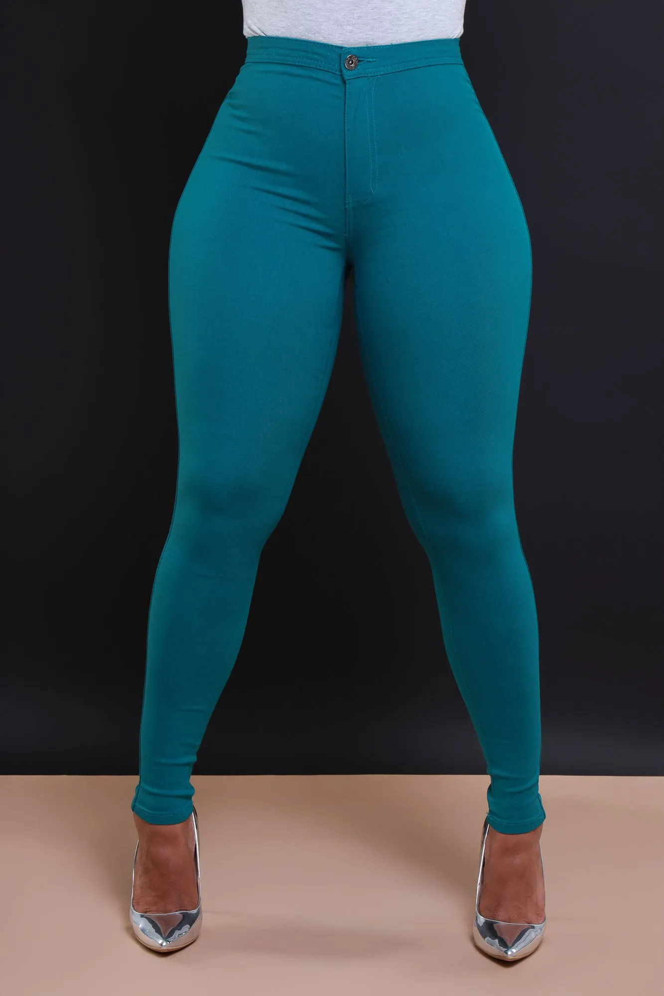 $5 Super Swank High Waist Stretchy Jeans - Dark Teal