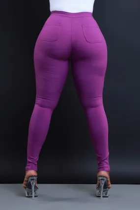 $5 Super Swank High Waist Stretchy Jeans - Purple