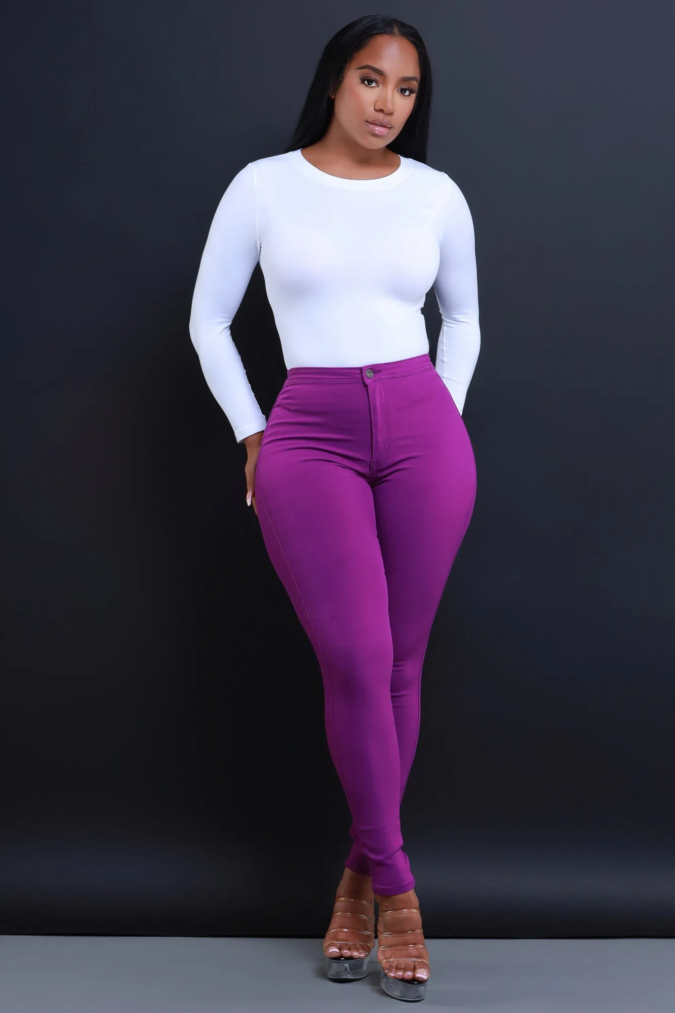 $5 Super Swank High Waist Stretchy Jeans - Purple