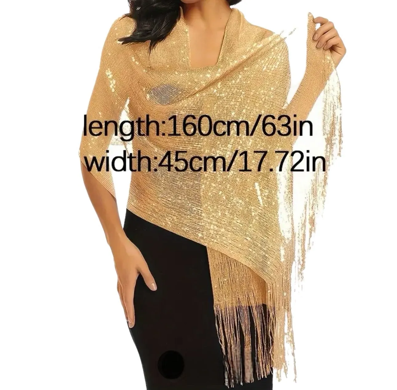AD Elegant Women'S Evening Shawl With Fixed Buckle Brooch - Shimmering Metal