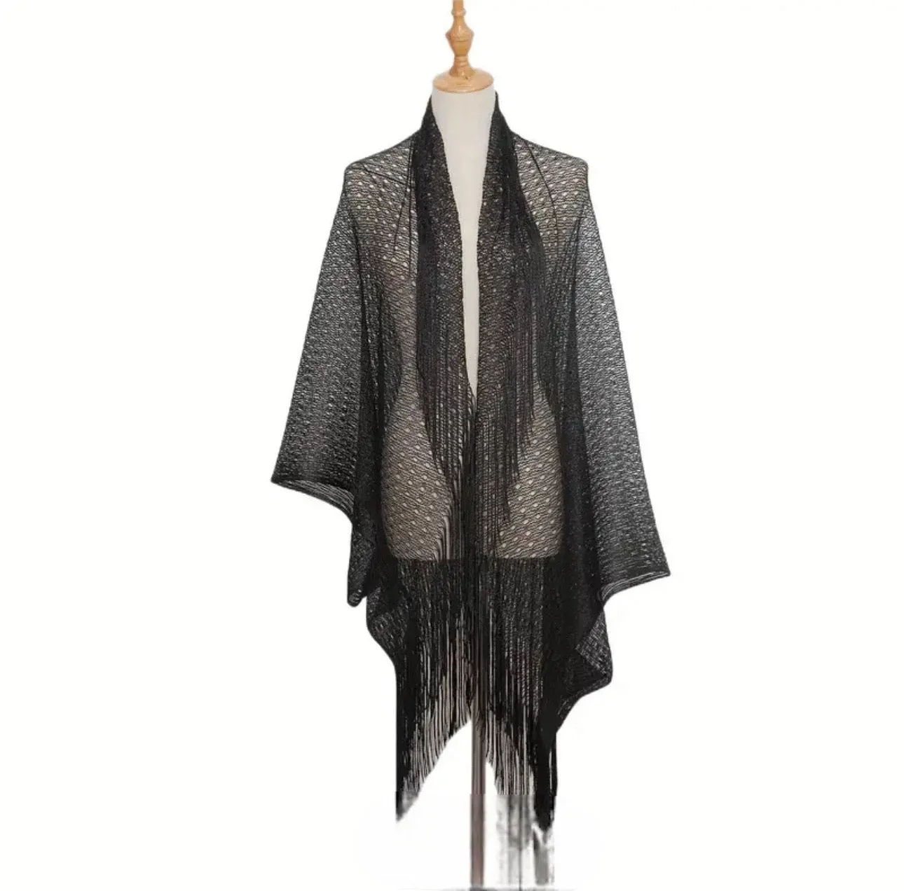 AD Elegant Women'S Evening Shawl With Fixed Buckle Brooch - Shimmering Metal