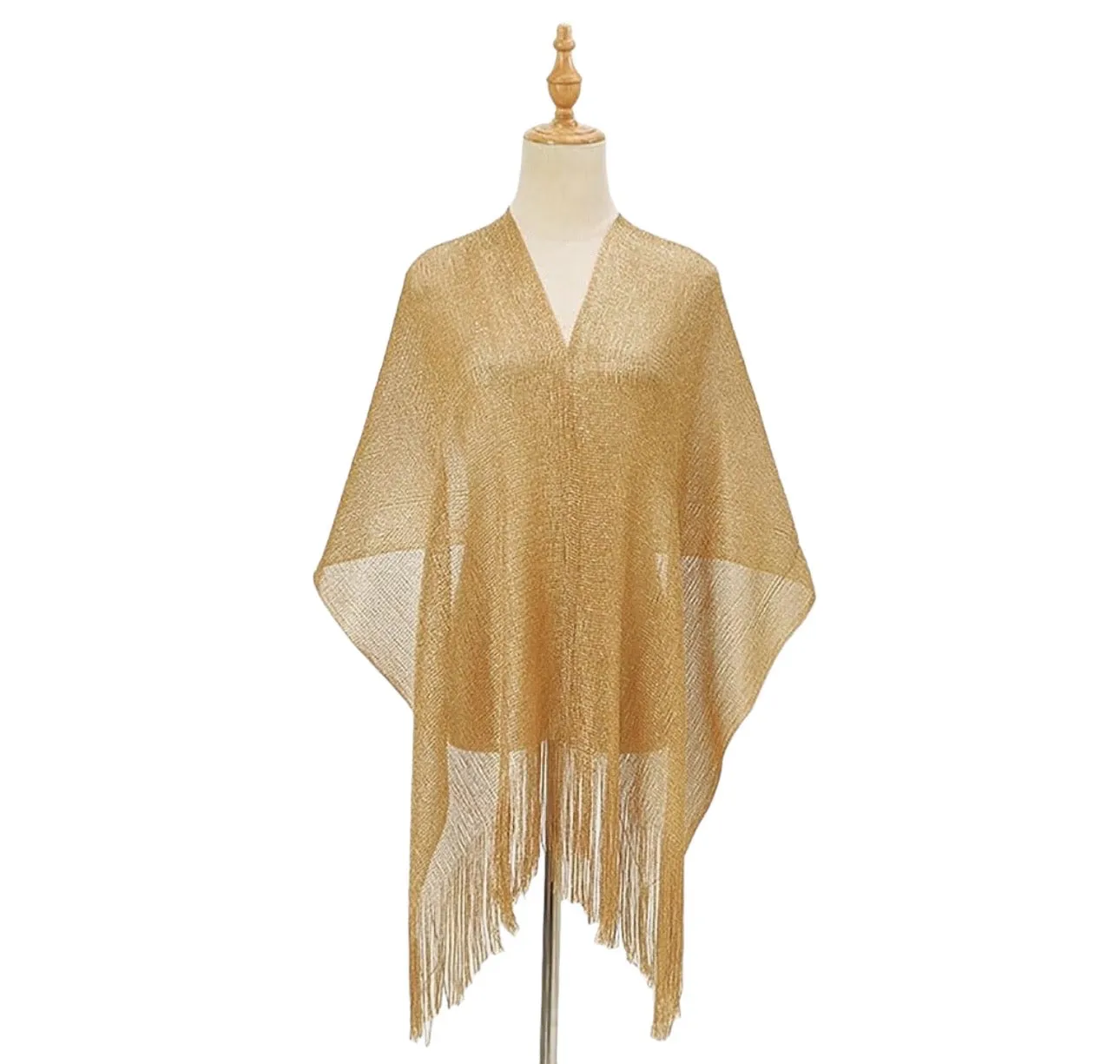 AD Elegant Women'S Evening Shawl With Fixed Buckle Brooch - Shimmering Metal