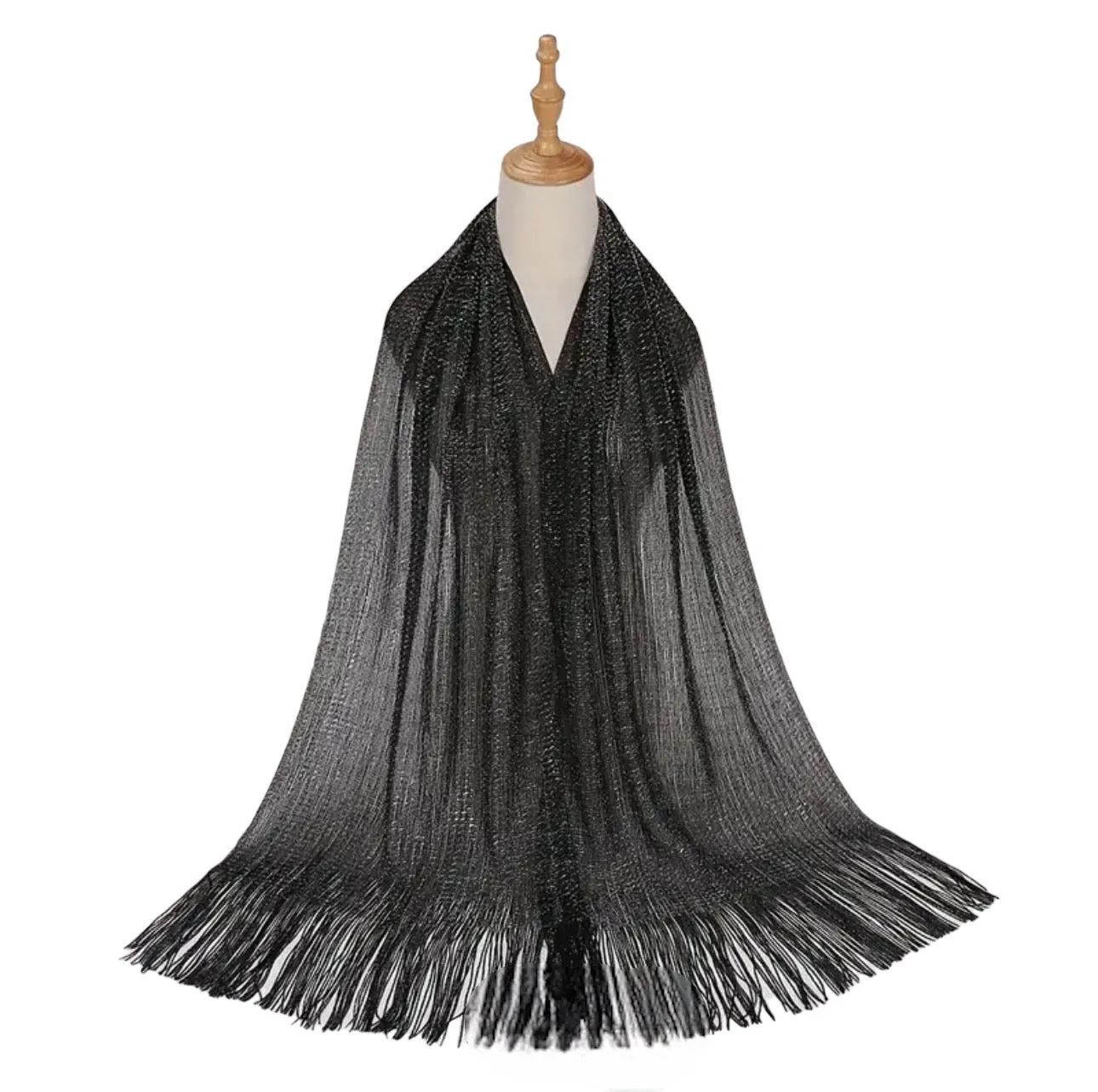 AD Elegant Women'S Evening Shawl With Fixed Buckle Brooch - Shimmering Metal