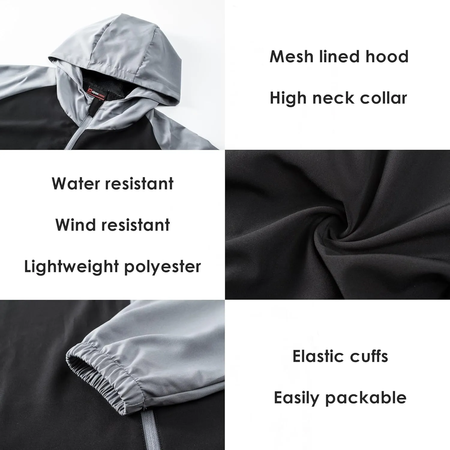 Alpine Swiss Cory Mens Windbreaker Jacket Zip Up Lightweight Softshell Hooded Coat