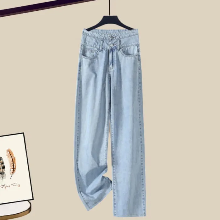Bear Ears Hooded Cardigan Lapel Shirt Denim Pants Set