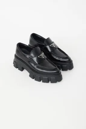 Black Leather Logo Monolith Loafer