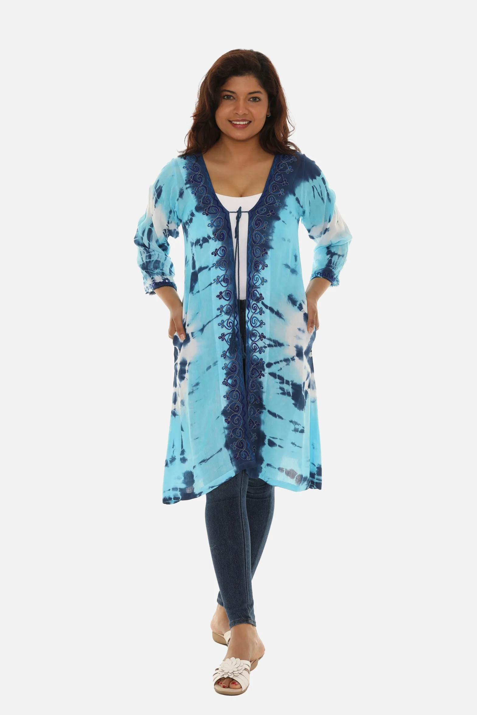 Boho Chic Tie Dye Long Rayon Duster