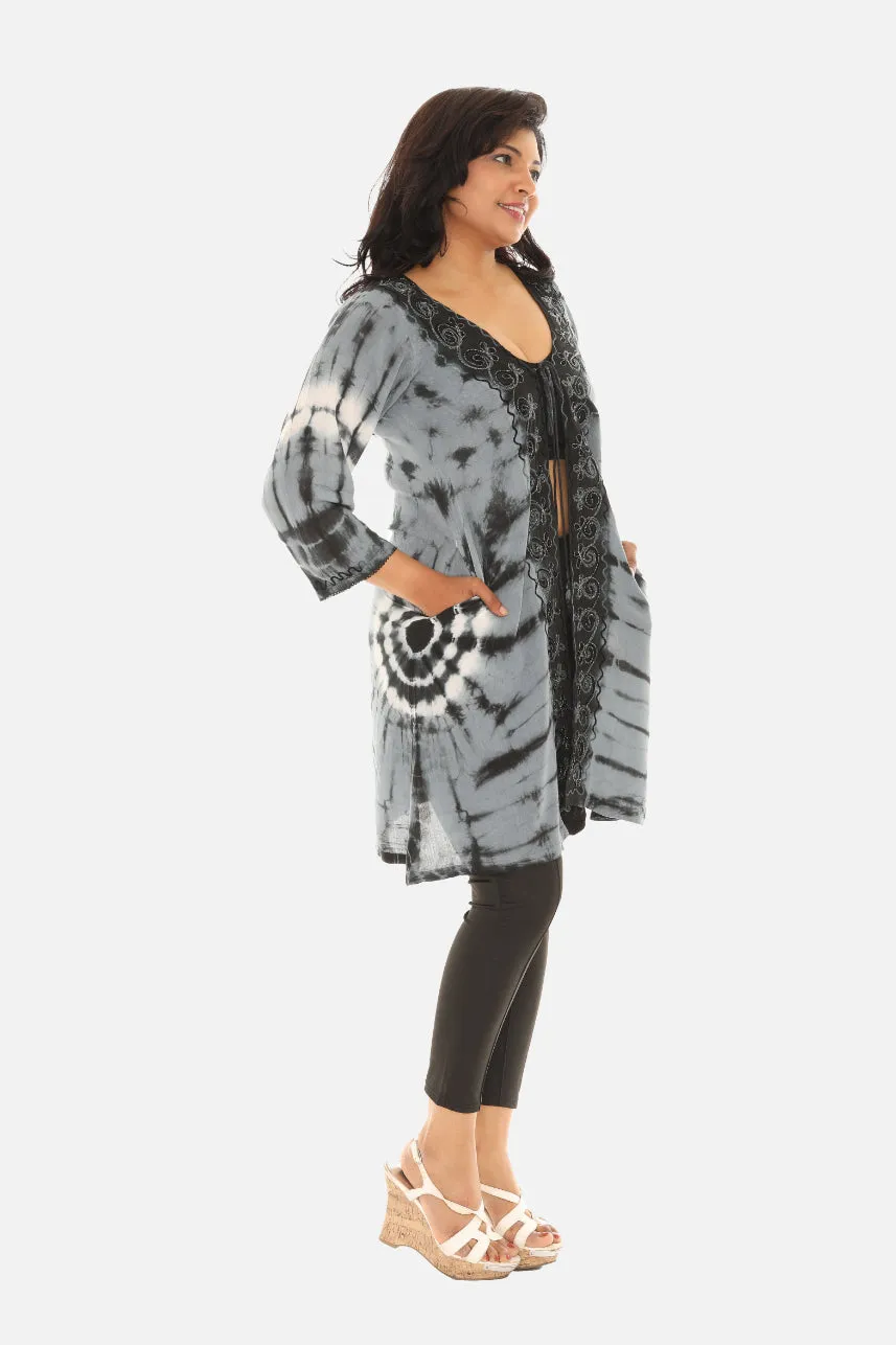 Boho Chic Tie Dye Long Rayon Duster