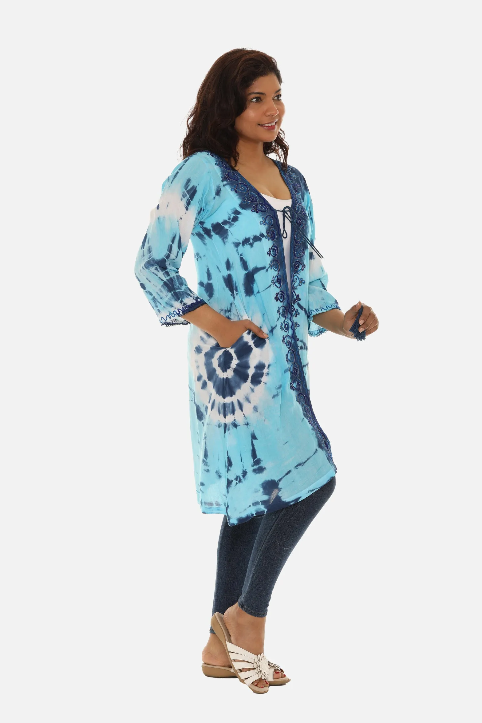 Boho Chic Tie Dye Long Rayon Duster