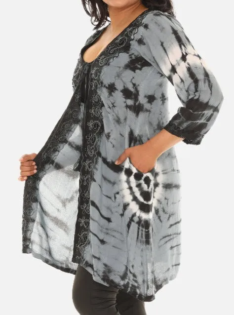 Boho Chic Tie Dye Long Rayon Duster