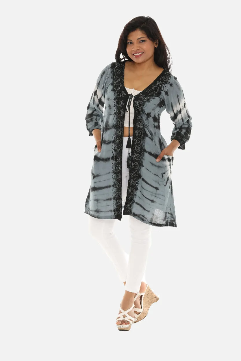 Boho Chic Tie Dye Long Rayon Duster