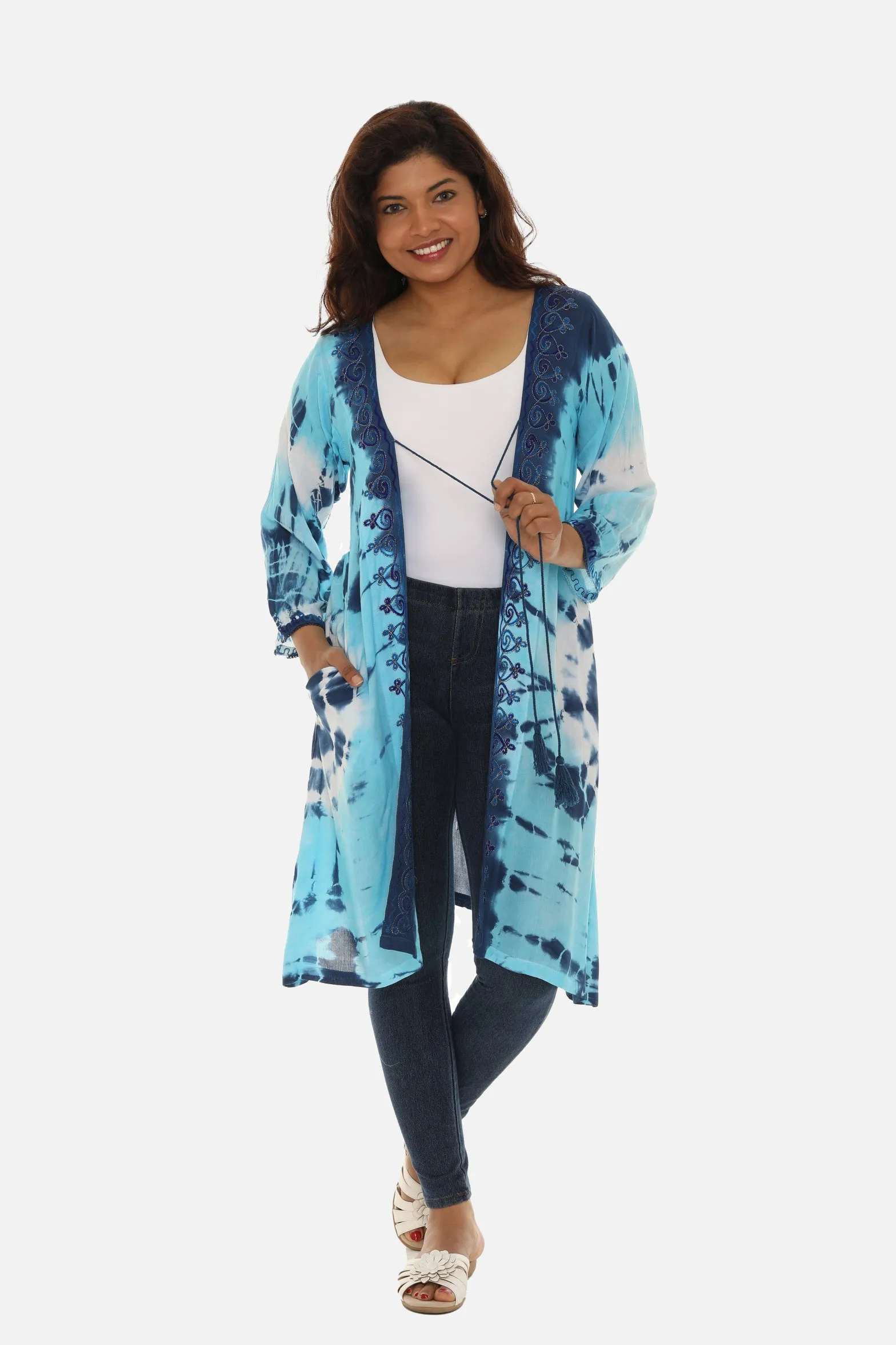 Boho Chic Tie Dye Long Rayon Duster