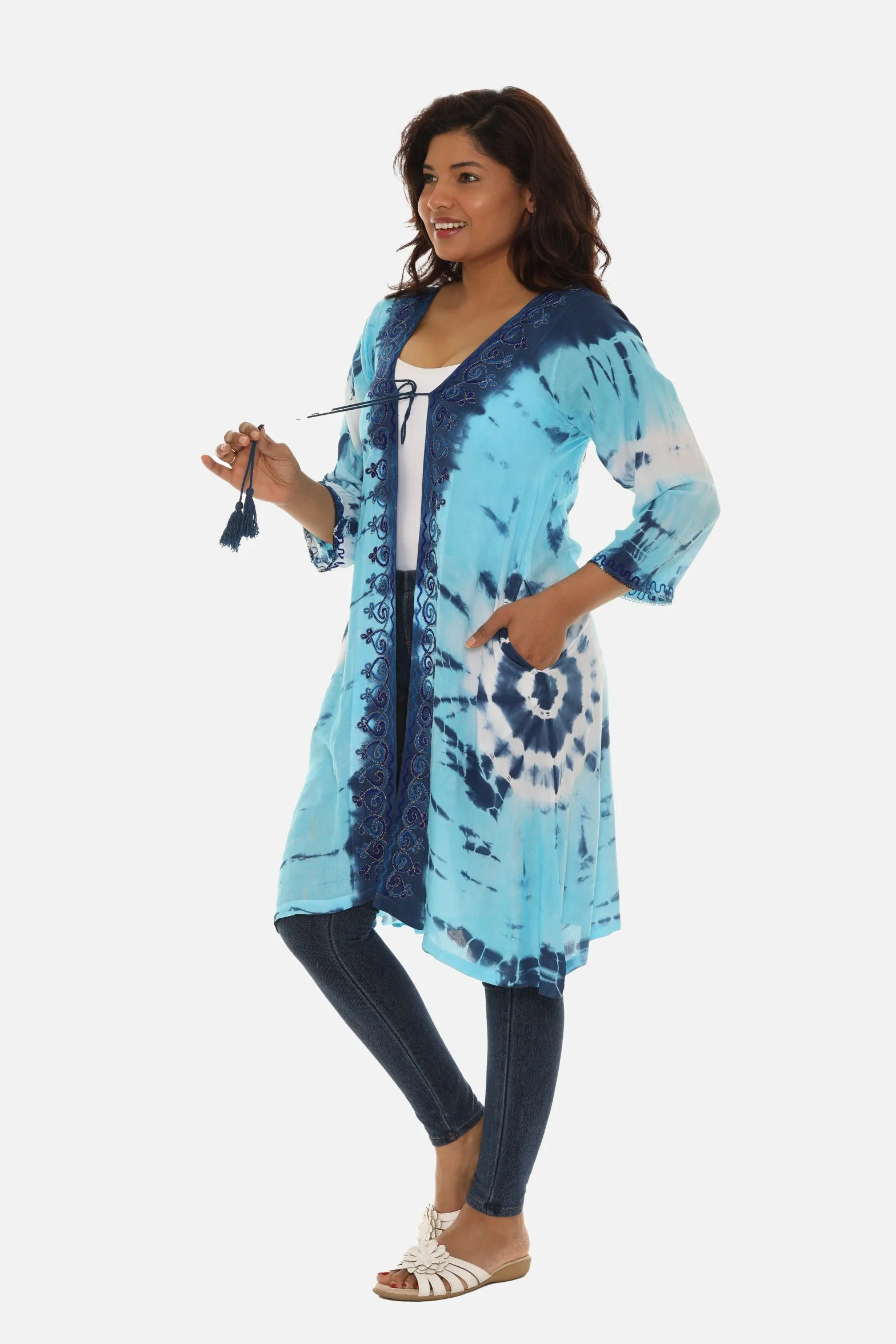 Boho Chic Tie Dye Long Rayon Duster