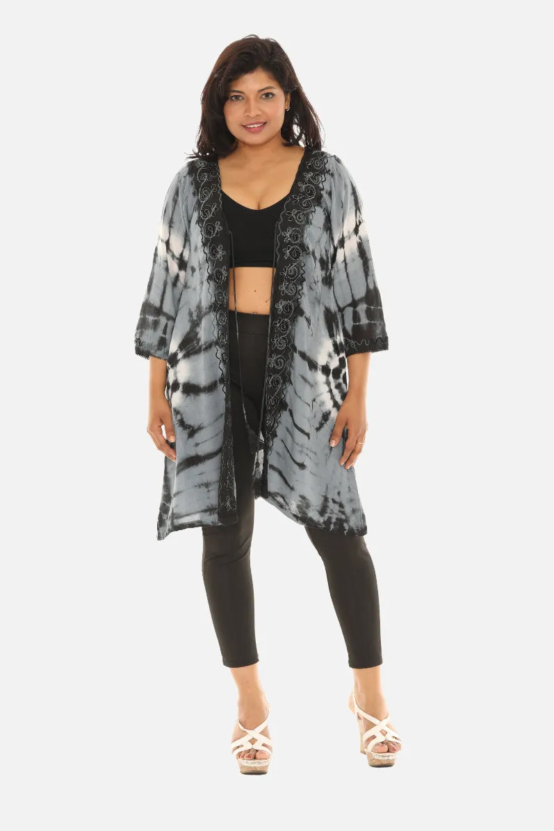 Boho Chic Tie Dye Long Rayon Duster