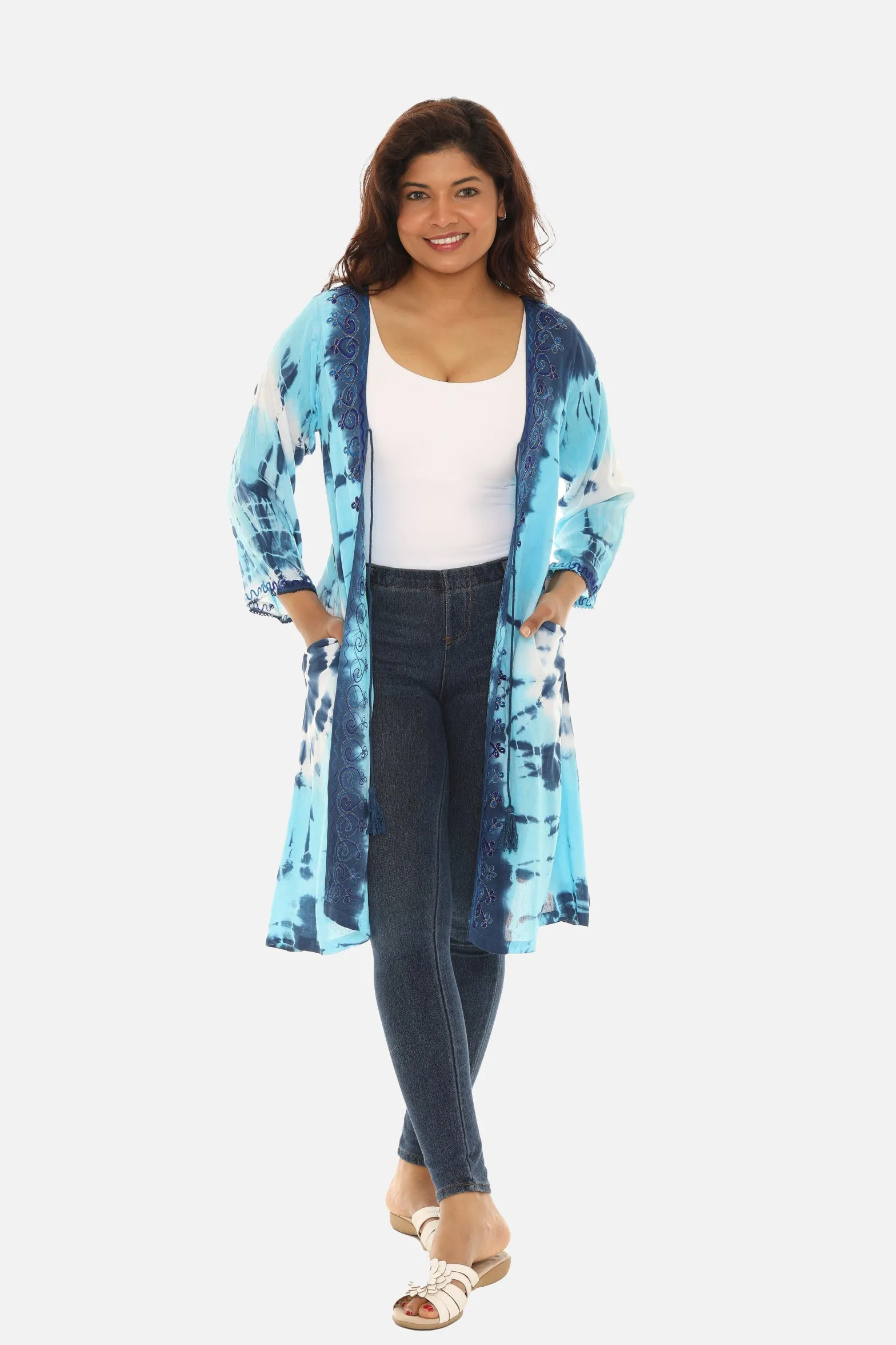 Boho Chic Tie Dye Long Rayon Duster