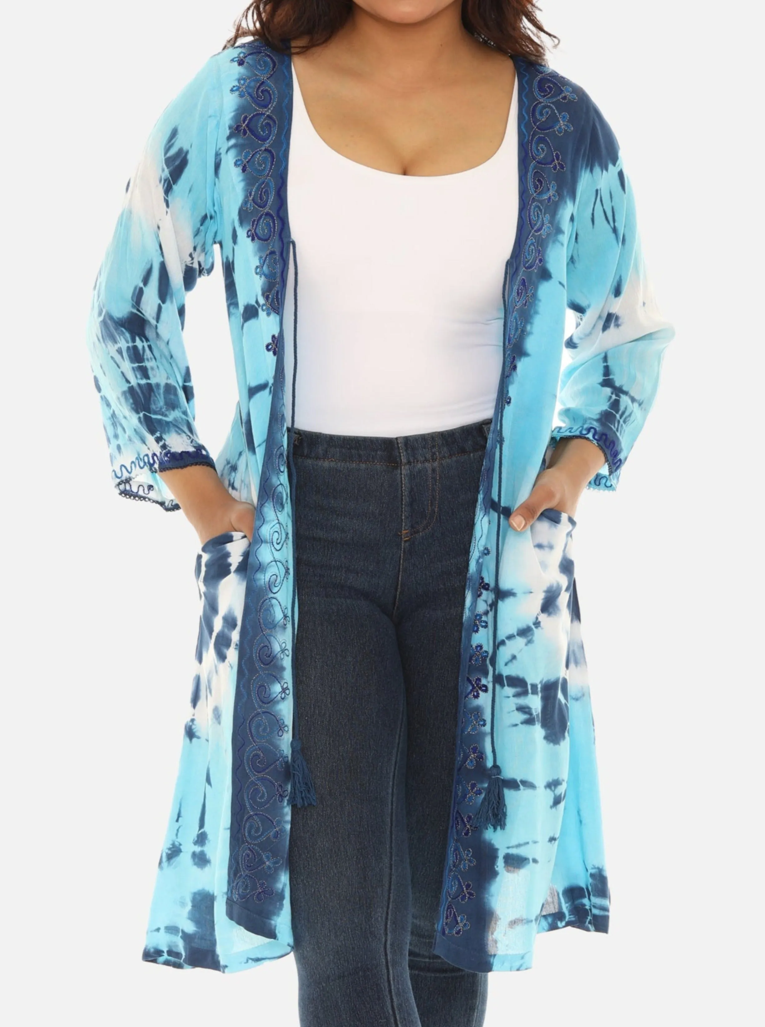 Boho Chic Tie Dye Long Rayon Duster