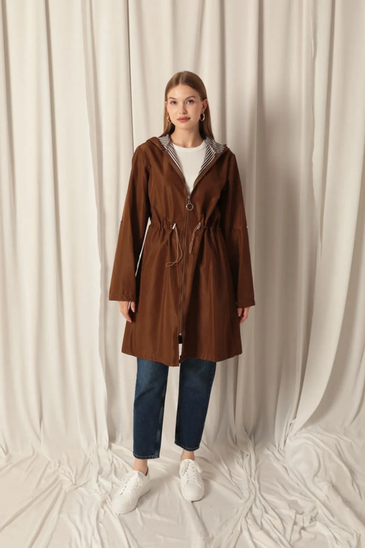 Bondit Fabric Waterproof Women's Coffee Trench Coat