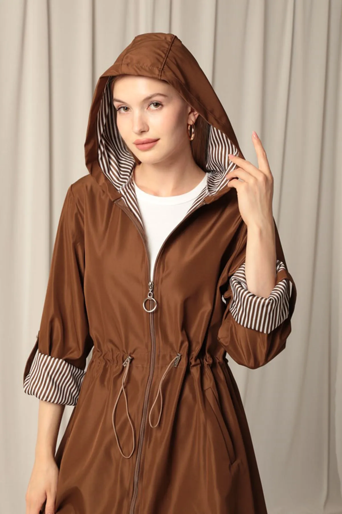 Bondit Fabric Waterproof Women's Coffee Trench Coat