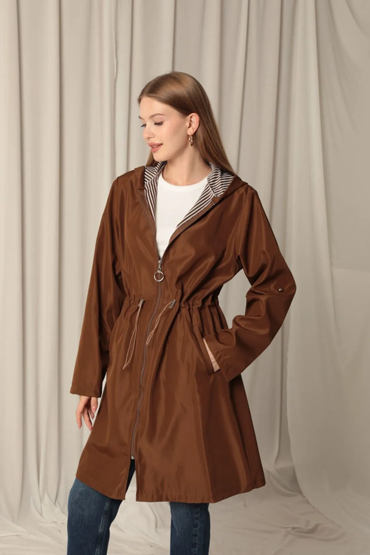 Bondit Fabric Waterproof Women's Coffee Trench Coat