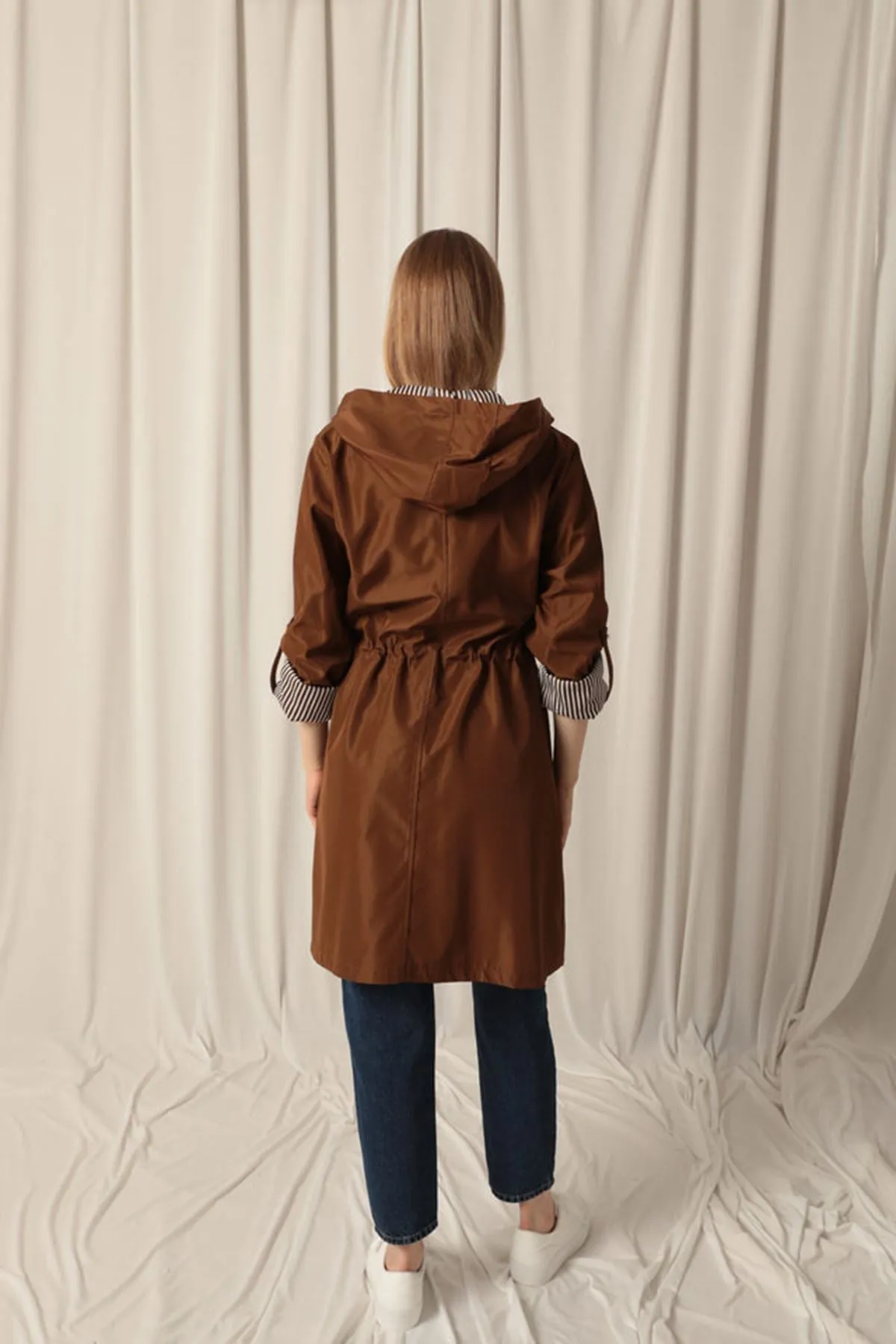 Bondit Fabric Waterproof Women's Coffee Trench Coat