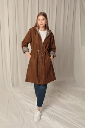 Bondit Fabric Waterproof Women's Coffee Trench Coat