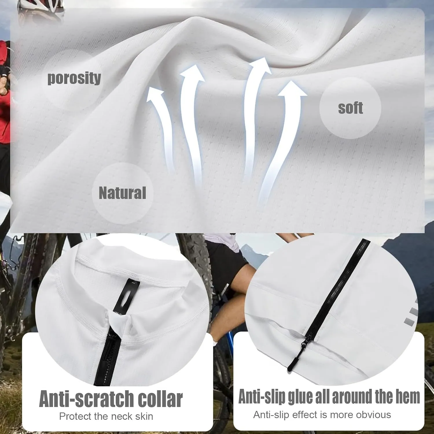 Breathable Cycling Jacket, Lightweight With Reflective Strips Running Jacket Unisex UPF50 