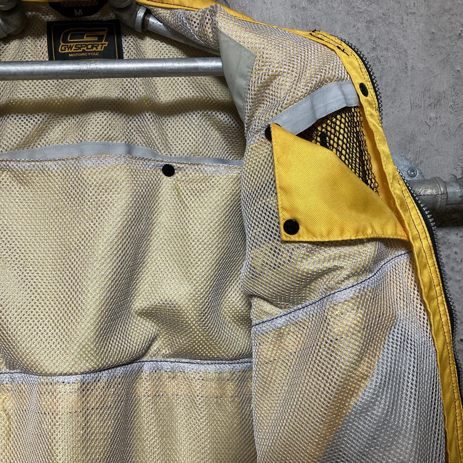 breathable mesh nylon jacket gwsport motorcycle goldwin yellow black
