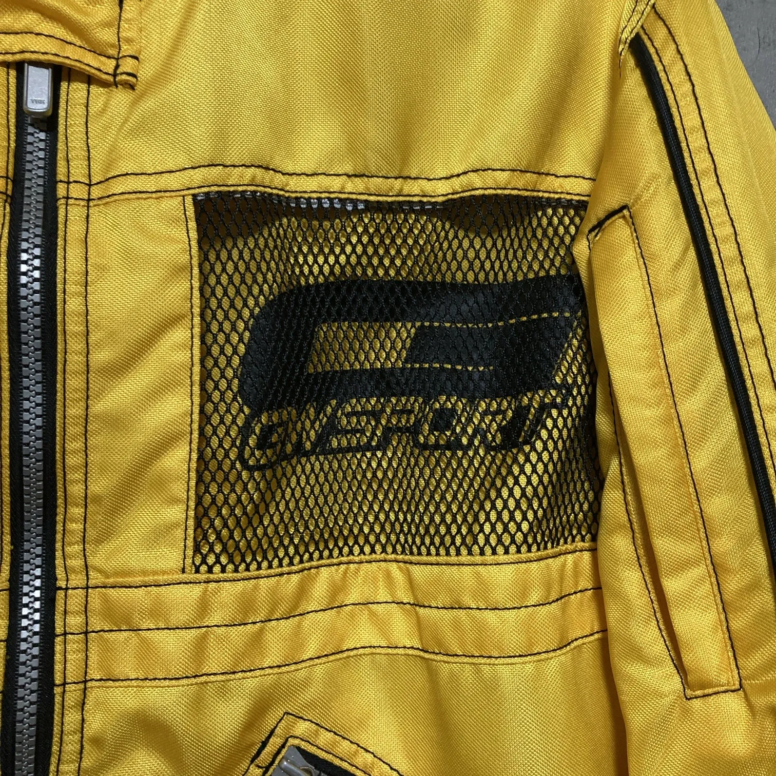 breathable mesh nylon jacket gwsport motorcycle goldwin yellow black
