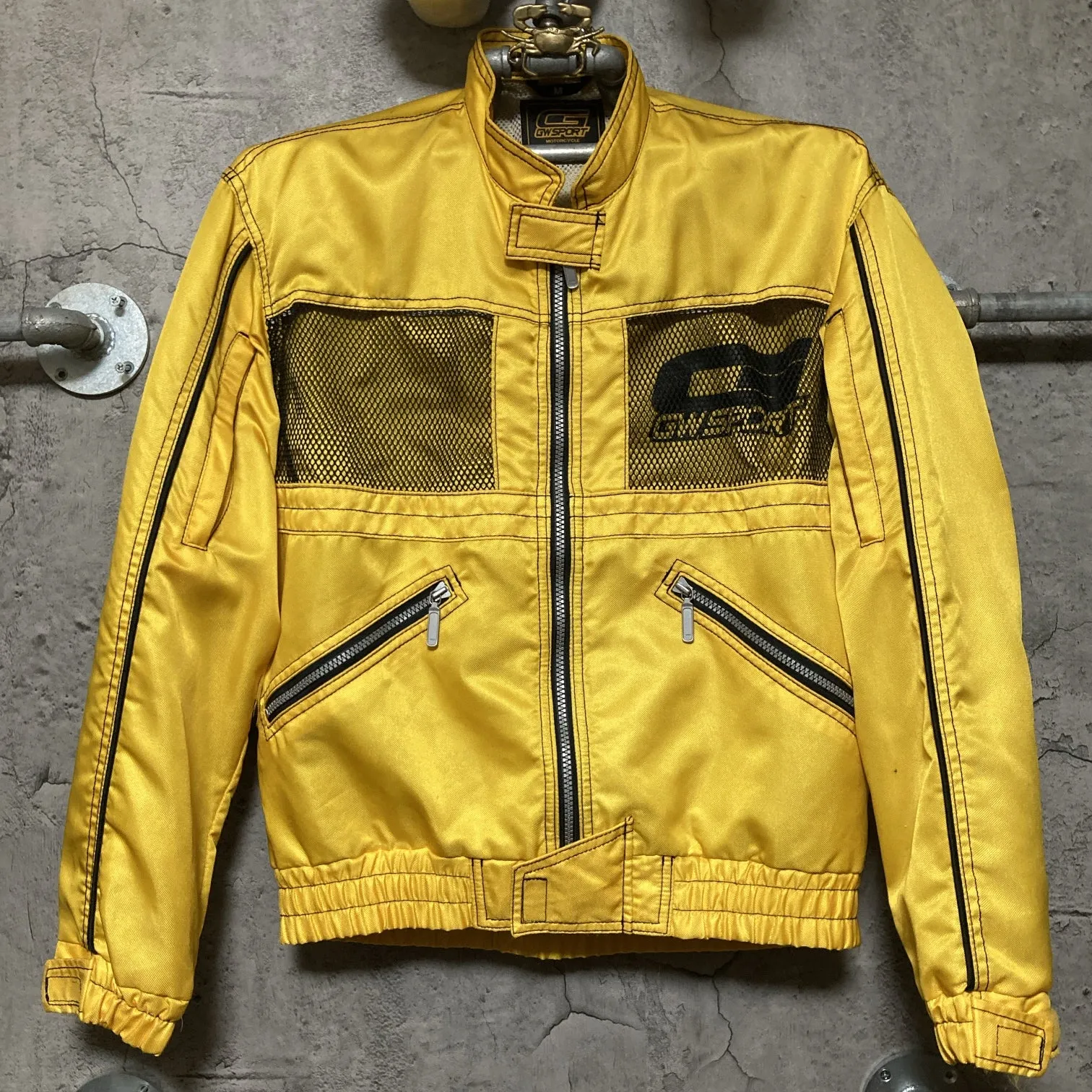 breathable mesh nylon jacket gwsport motorcycle goldwin yellow black