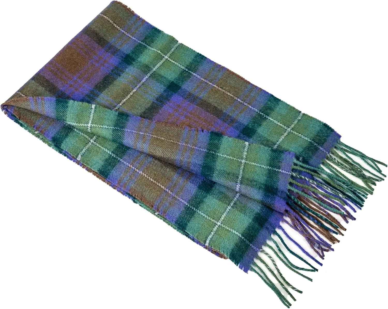 Briomhar Tartan Plaid Wool Scottish Scarf - 100% Lambswool Made in Scotland, Perfect Winter Scarf for Cold Weather