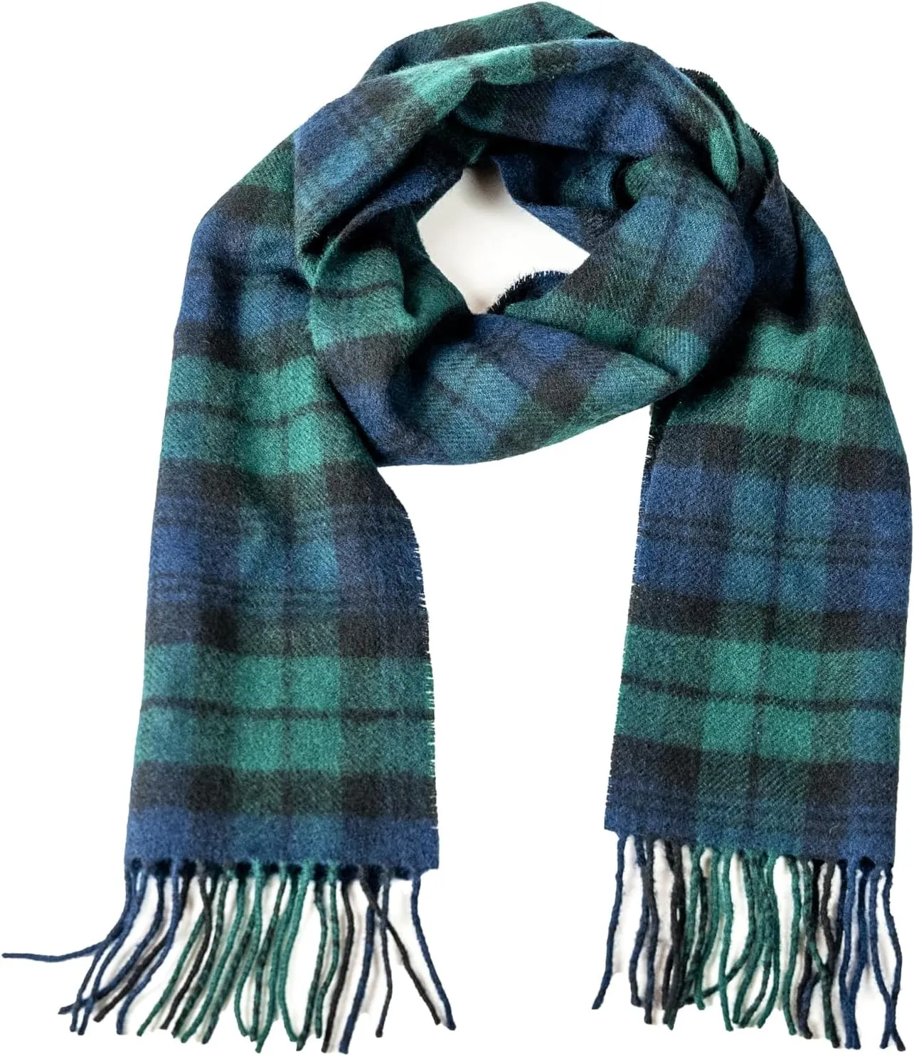 Briomhar Tartan Plaid Wool Scottish Scarf - 100% Lambswool Made in Scotland, Perfect Winter Scarf for Cold Weather