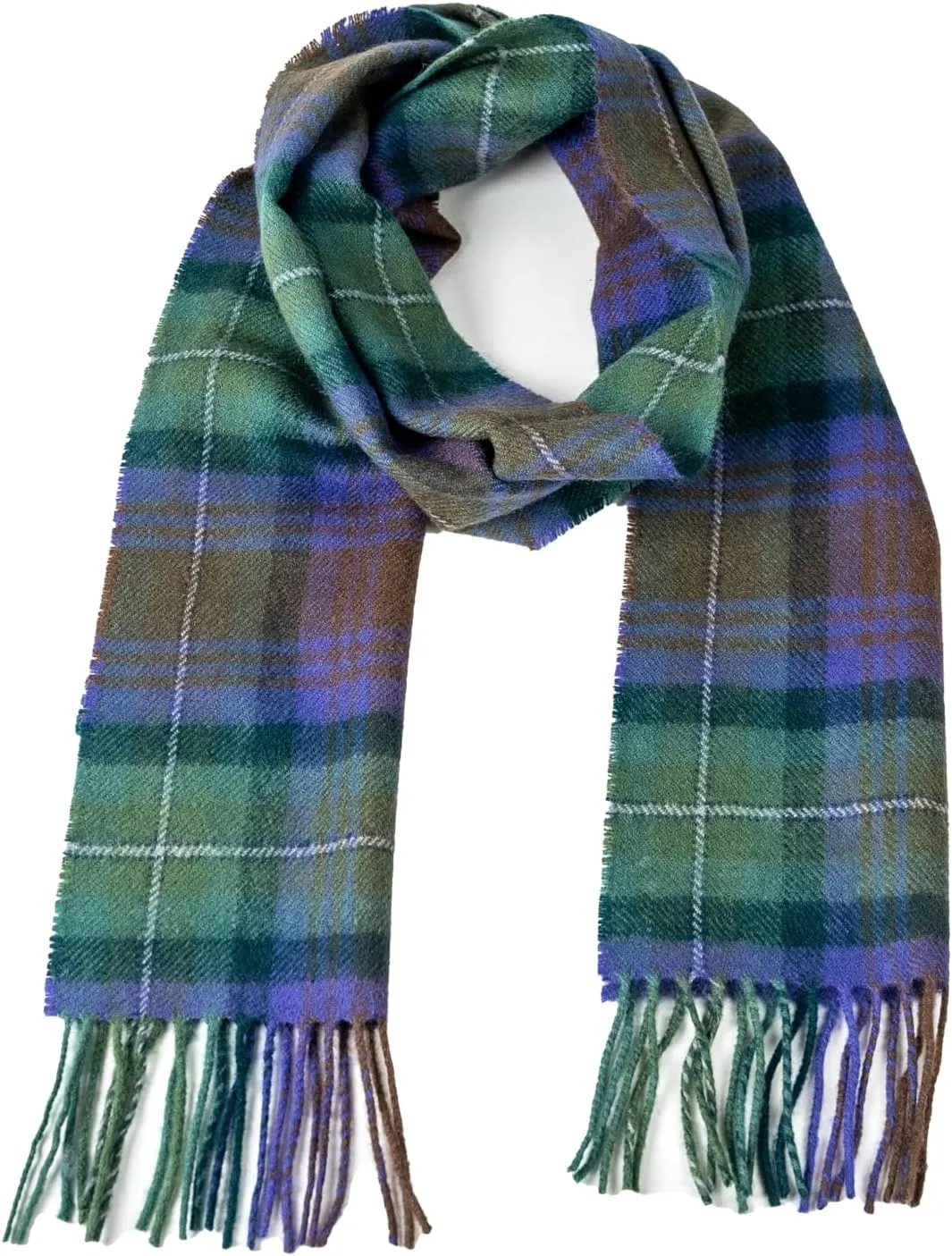 Briomhar Tartan Plaid Wool Scottish Scarf - 100% Lambswool Made in Scotland, Perfect Winter Scarf for Cold Weather