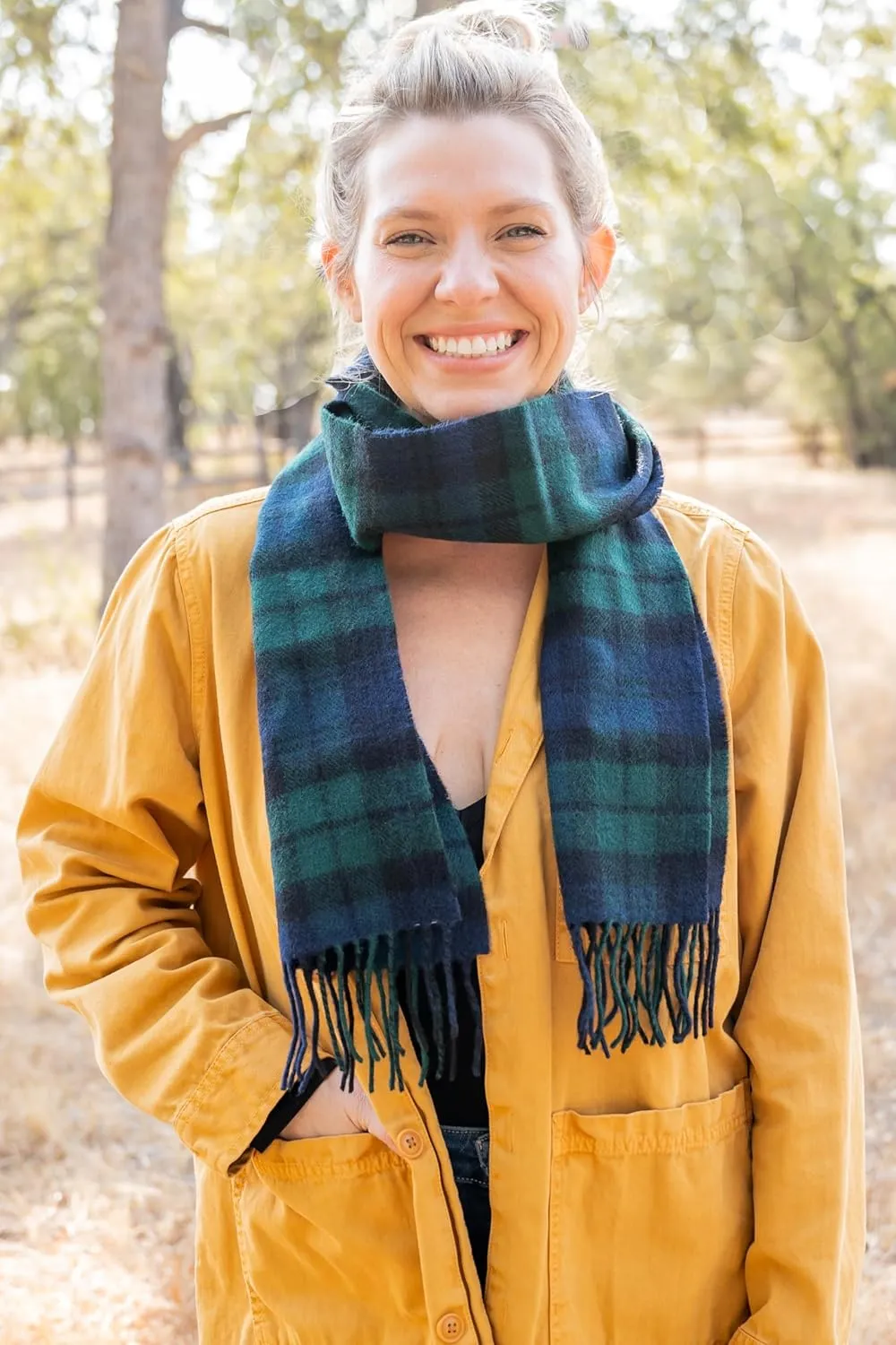 Briomhar Tartan Plaid Wool Scottish Scarf - 100% Lambswool Made in Scotland, Perfect Winter Scarf for Cold Weather