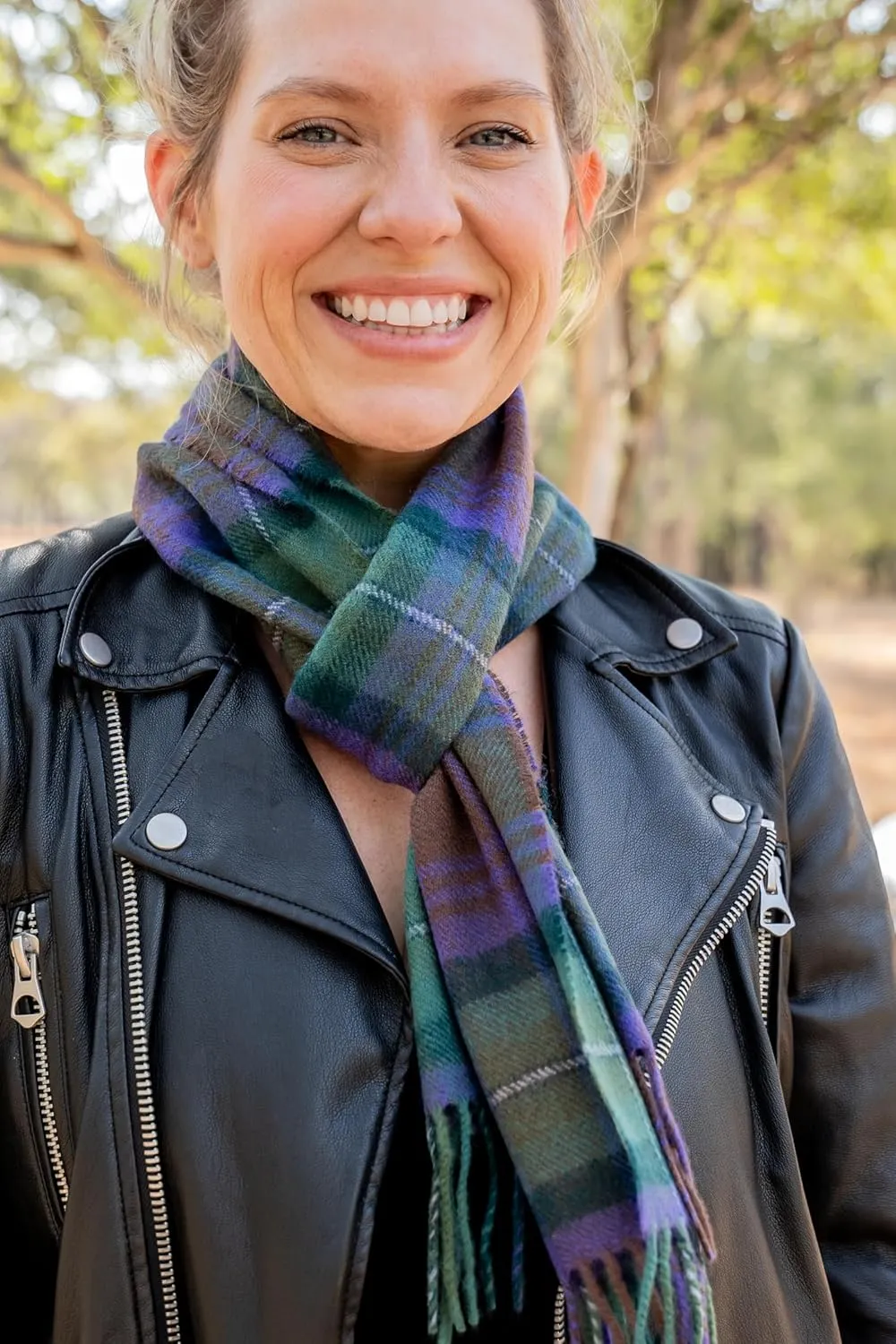Briomhar Tartan Plaid Wool Scottish Scarf - 100% Lambswool Made in Scotland, Perfect Winter Scarf for Cold Weather