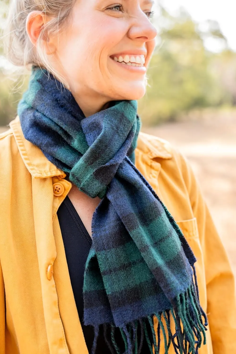 Briomhar Tartan Plaid Wool Scottish Scarf - 100% Lambswool Made in Scotland, Perfect Winter Scarf for Cold Weather