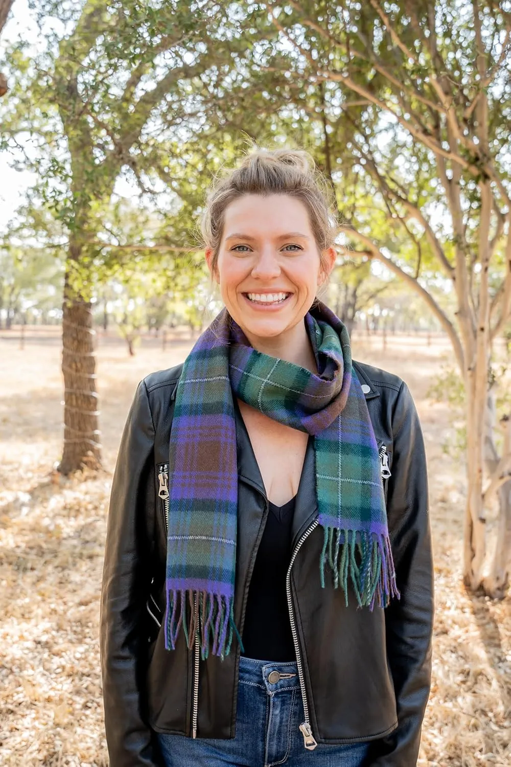 Briomhar Tartan Plaid Wool Scottish Scarf - 100% Lambswool Made in Scotland, Perfect Winter Scarf for Cold Weather