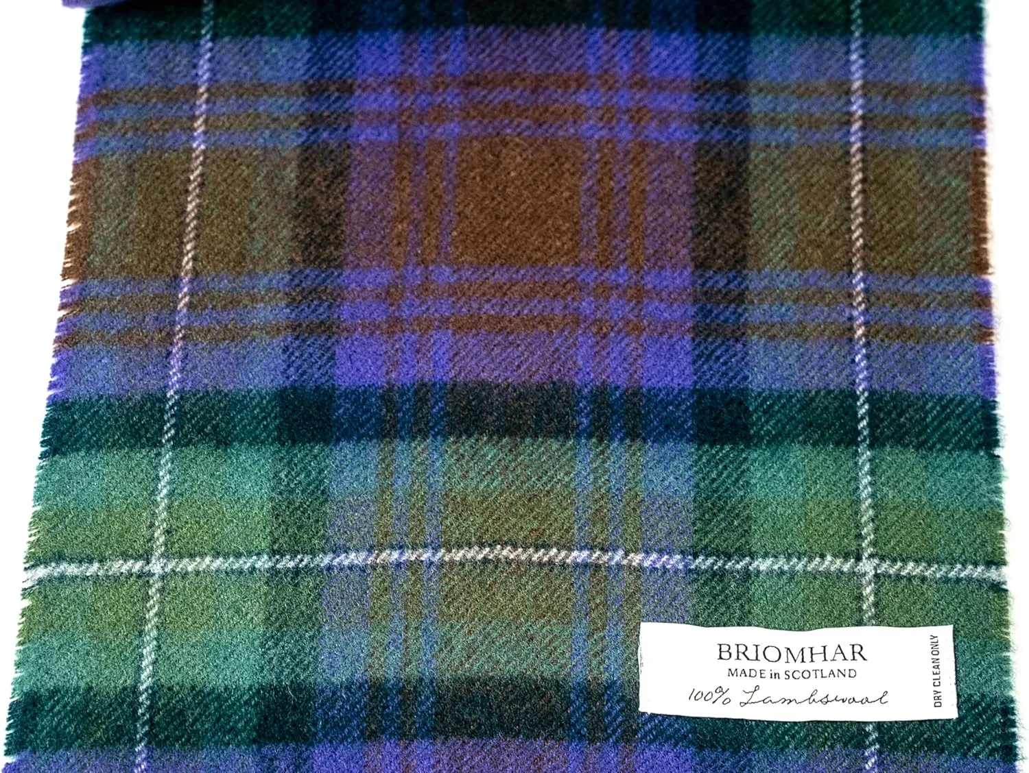 Briomhar Tartan Plaid Wool Scottish Scarf - 100% Lambswool Made in Scotland, Perfect Winter Scarf for Cold Weather