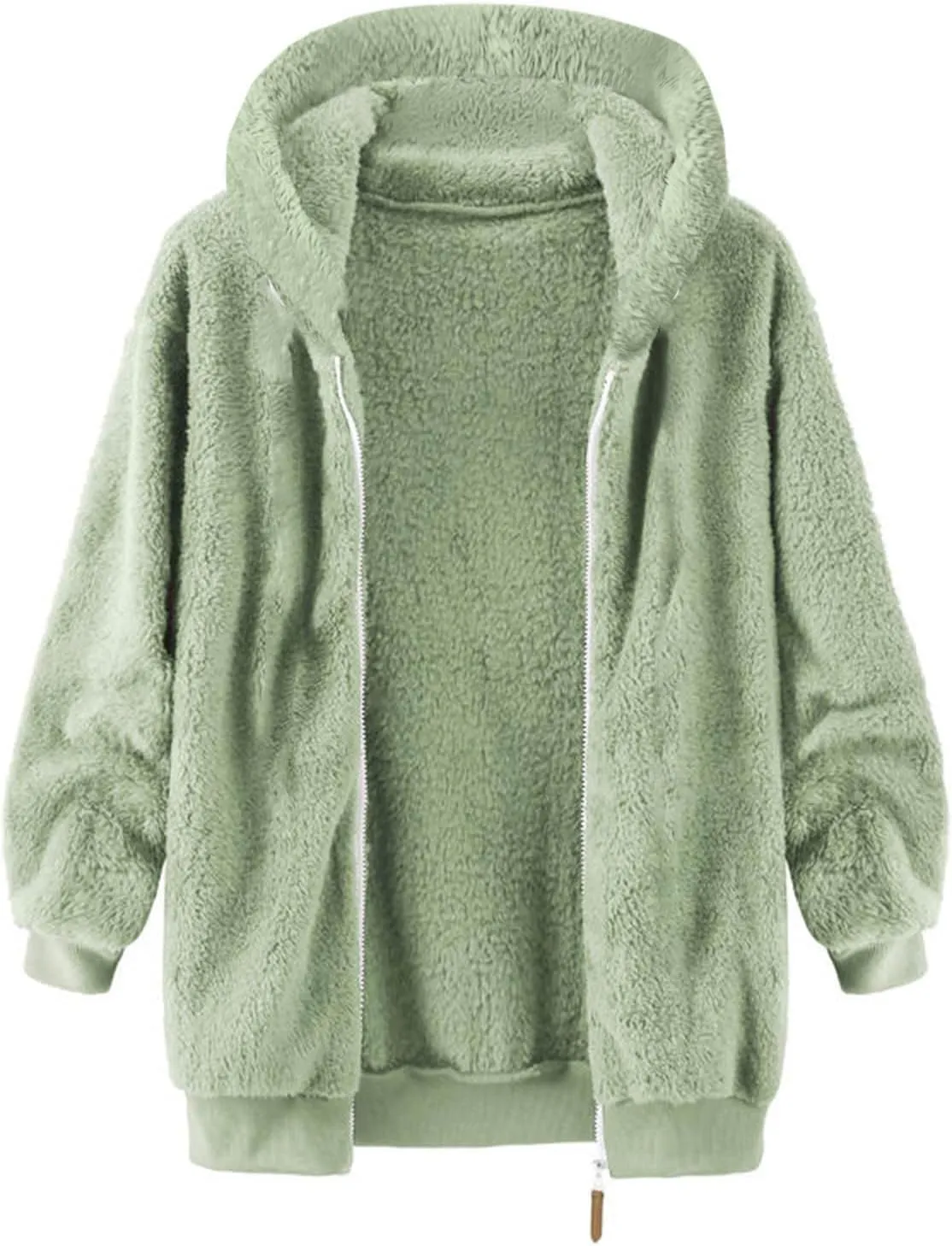 Cambkatl Men's Fuzzy Sherpa Hoodie Jacket Athletic Fleece Long Sleeve Loose Soft Zip Up Hooded Sweatshirt Sports Coat