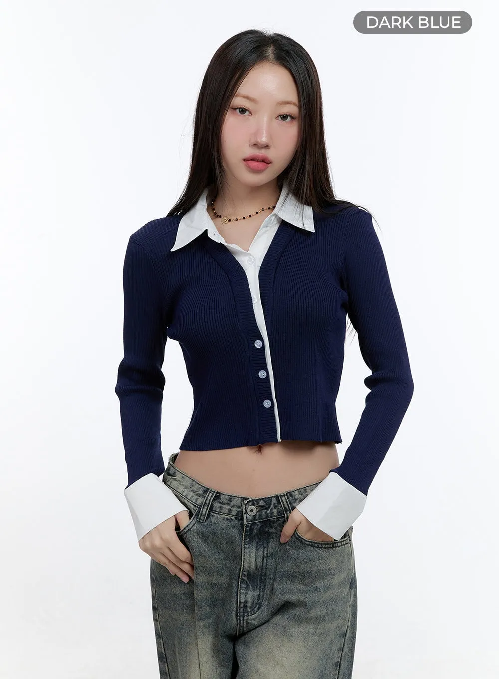 Chic Buttoned Collar Cardigan CS406