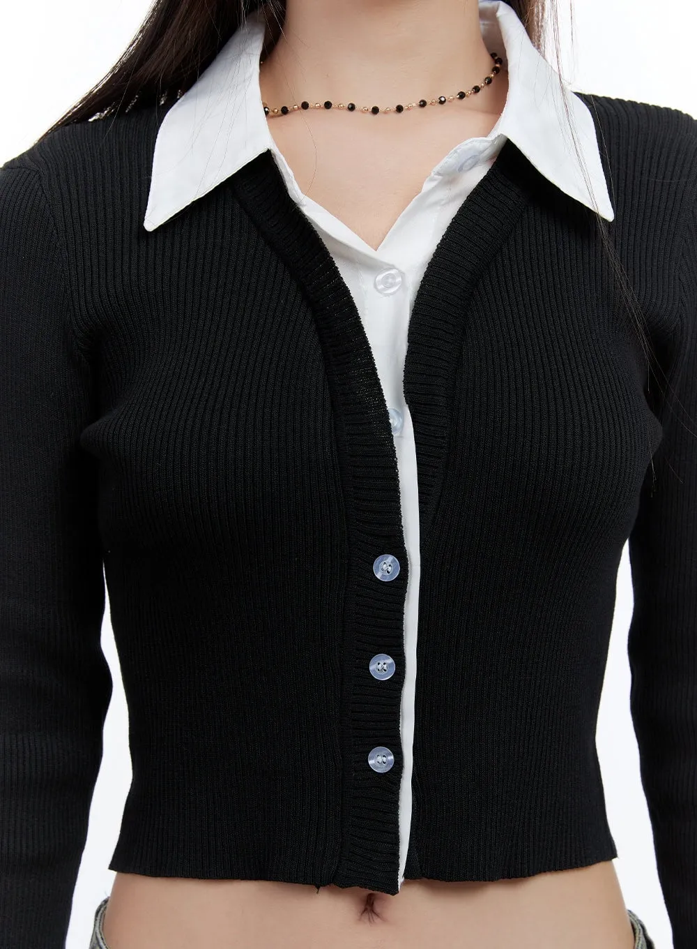 Chic Buttoned Collar Cardigan CS406