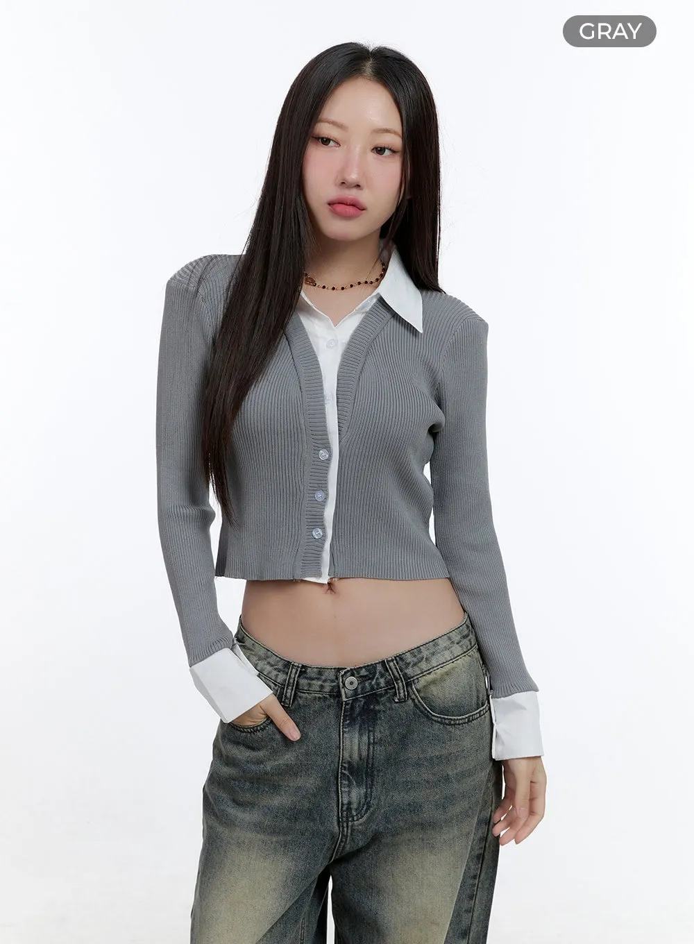 Chic Buttoned Collar Cardigan CS406