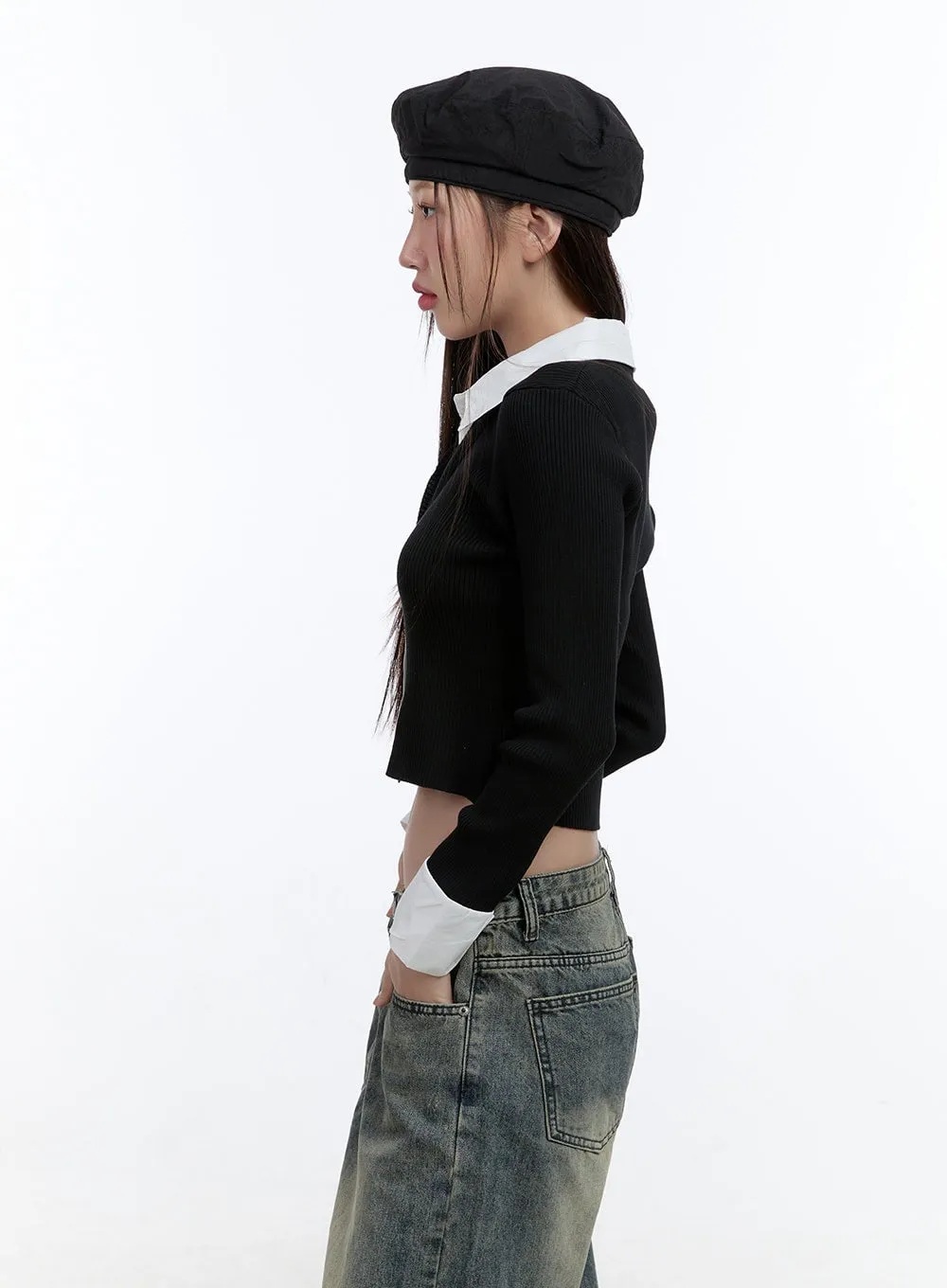 Chic Buttoned Collar Cardigan CS406