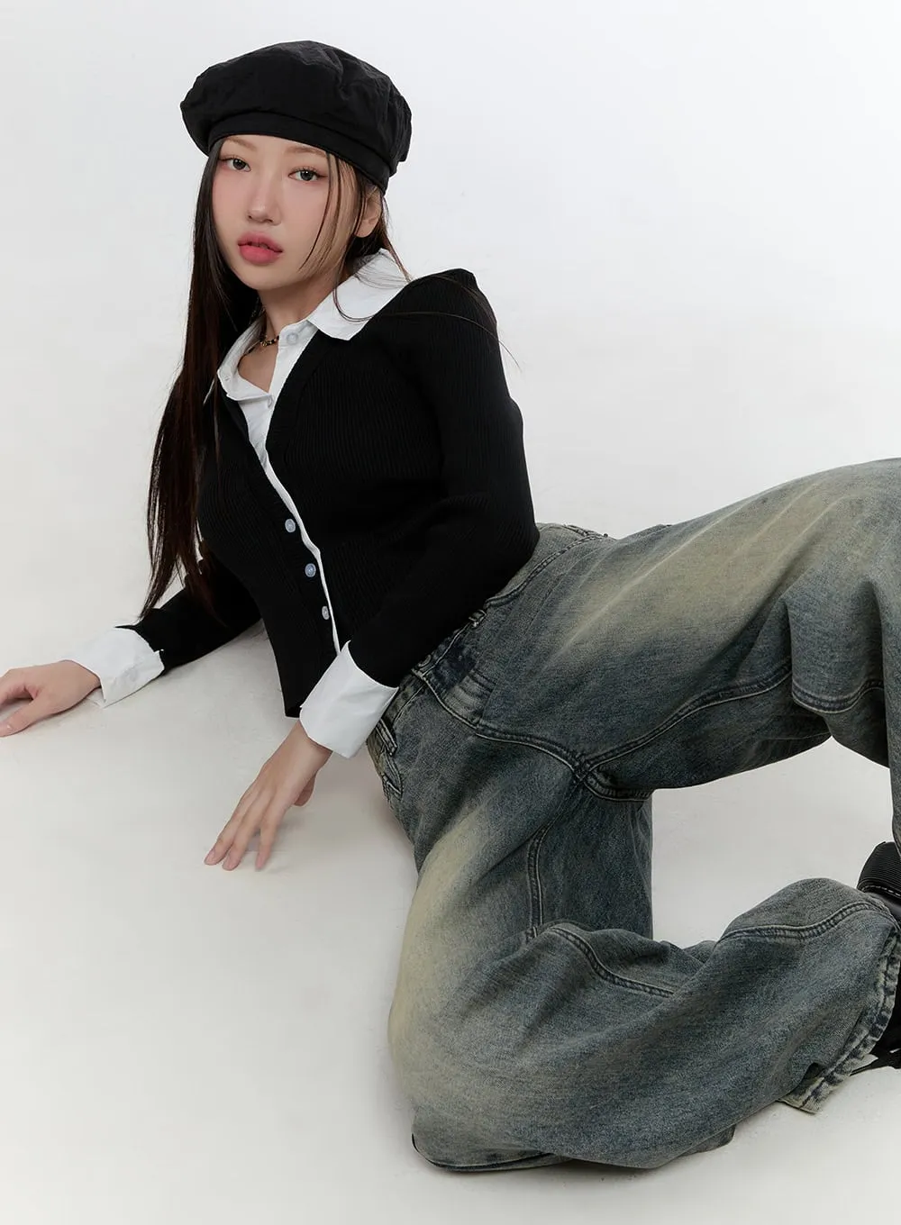 Chic Buttoned Collar Cardigan CS406