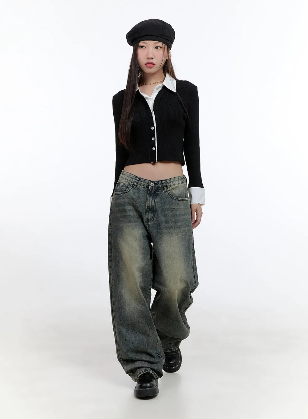 Chic Buttoned Collar Cardigan CS406